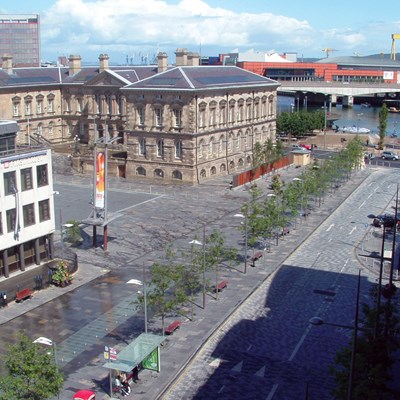 Custom House Square Aerial View